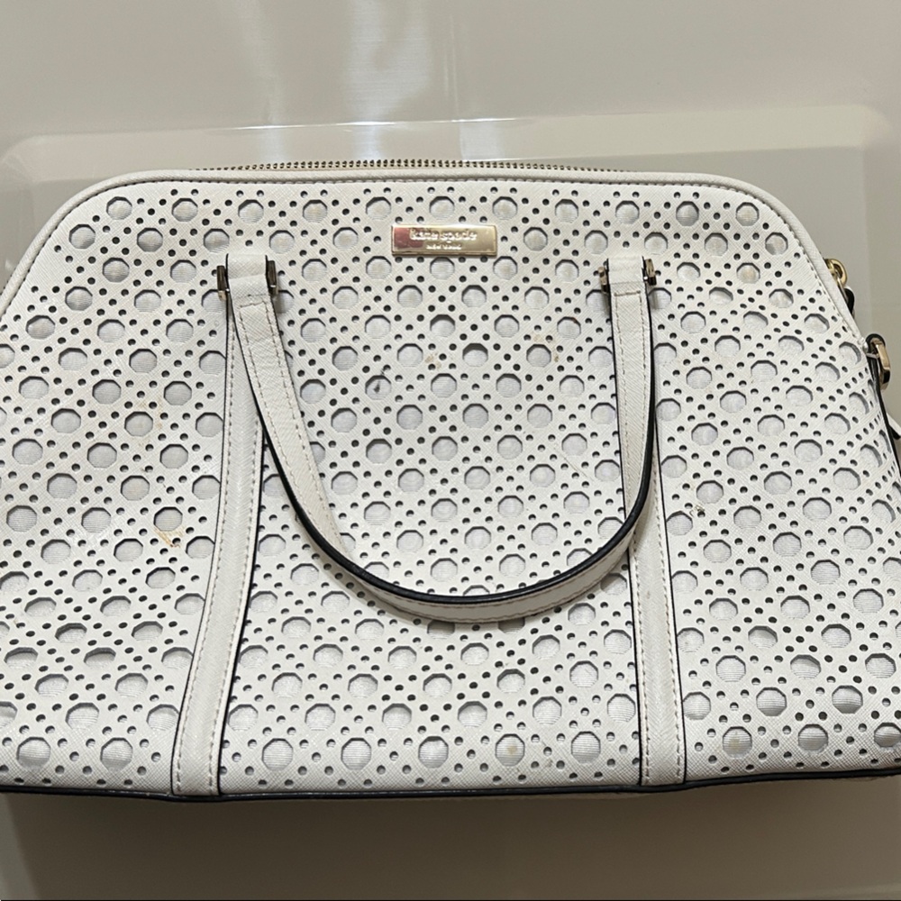 Kate Spade White Perforated Handbag